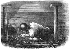 Górnik pracujący w wąskim pokładzie, ok. 1864 r. autorstwa Unbekannt
