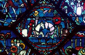 Walka Roland i King Marsile, witraż, katedra w Chartres, Francja, 1194-1260 autorstwa Unbekannt