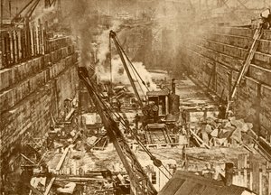 Budowa suchego doku w Swansea, ok. 1930. autorstwa Unbekannt