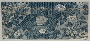 Fragment bawełny z nadrukiem miedziorytowym z amerykańskim orłem, 1830 - 1840. autorstwa Unbekannt
