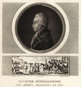 Hrabia Nicolas Luckner, generał francuskiej rewolucji, Generalissime des Armees Francaises, stracony w 1794 roku autorstwa Unbekannt