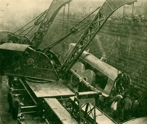 Dźwigi przy pracy po wypadku, 1930. autorstwa Unbekannt