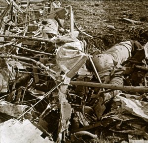 Rozbity samolot, Aisne, Francja, c1914-c1918 autorstwa Unbekannt