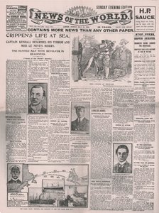Crippens Life at Sea, pierwsza strona News of the World, 31 lipca 1910. autorstwa Unbekannt