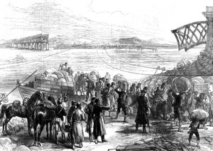 Przeprawa przez Ebro w Castijon, wojna w Hiszpanii, 1875 autorstwa Unbekannt