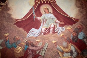 Fresk Mariacki w koronie w kościele Loreto; Praga, Republika Czeska autorstwa Unbekannt