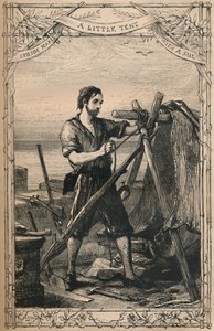 Crusoe robi mały namiot z żaglem, ok. 1870 r. autorstwa Unbekannt
