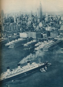 Liniowiec Cunard White Star Berengaria, zbliża się do molo Cunard, 1936 autorstwa Unbekannt