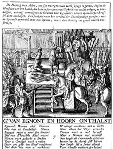 Ścięcie hrabiego Egmonta i Hoorna w Brukseli podczas hiszpańskiej tyranii w Holandii, 1568 autorstwa Unbekannt