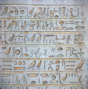 Fragment egipskich hieroglifów ze steli grobowej autorstwa Unbekannt