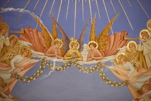 Fragment fresku w kościele Wizytek w Ein Kerem: anioły, Ein Kerem, Izrael autorstwa Unbekannt