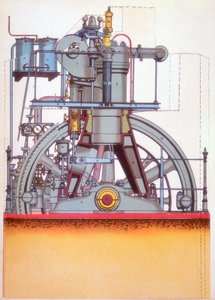 Silnik Diesla: silnik spalinowy wynaleziony przez Rudolpha Diesela w 1897 c1910 autorstwa Unbekannt