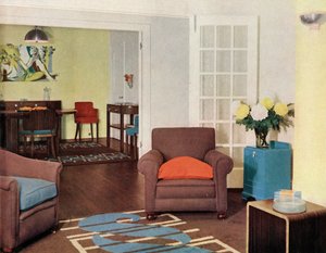 Jadalnia i salon w zrekonstruowanym londyńskim mieszkaniu dla pani Harry Ewbank w Bryanston Court autorstwa Unbekannt