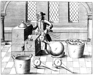 Destylacja kwasu azotowego, 1683 autorstwa Unbekannt