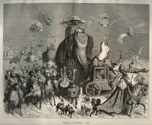 Skóra osła: karosus i orszak ślubny. Grawer Gustave Dore (1832-1883) z „”Les contes”” Charlesa Perraulta (1628-1703) autorstwa Unbekannt