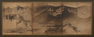 Smok i tygrys, okres Momoyama lub Edo, XVII wiek. autorstwa Unbekannt