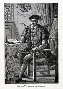Edward VI piszący swój Dziennik, 1882 r. autorstwa Unbekannt