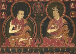 Ósmy Karmapa Mikyo Dordże (1507-1554) i jego nauczyciel Pierwszy Sangje Njenpa autorstwa Unbekannt