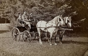 Cesarz Aleksander III 1845-1894 i cesarzowa Maria Fiodorowna 1847-1928 na powozie konnym. autorstwa Unbekannt