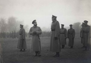 Cesarz Mikołaj II i wielki książę Nikołaj Nikołajewicz w Baranowiczach, wrzesień 1914, 1914 autorstwa Unbekannt