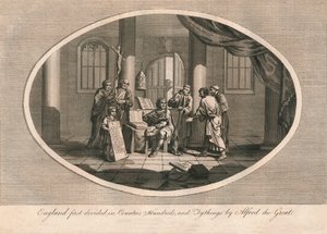 Anglia po raz pierwszy podzielona na hrabstwa, setki i dziesięciny przez Alfreda Wielkiego, ok. 1880 r. 1793 r autorstwa Unbekannt