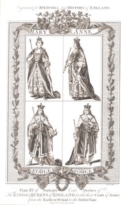 Angielscy królowie i królowe z herbami, 1780-1800 autorstwa Unbekannt