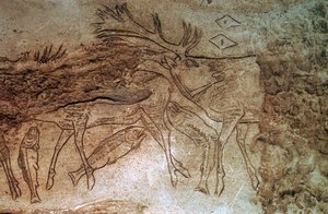 Grawerowana kość z Lortet, Hautes Pyrenees autorstwa Unbekannt