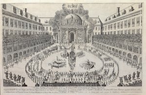 Balet jeździecki na dziedzińcu wiedeńskiego Hofburga, 1667. autorstwa Unbekannt