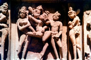 Rzeźba erotyczna, świątynia hinduska, Khajuraho, Indie, 950 - 1050
