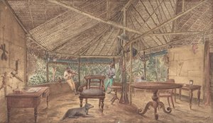 Europejscy mężczyźni w afrykańskiej loży dżungli, 1886. autorstwa Unbekannt