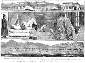Europejczycy w obozie kwarantanny ospy w El Tor, Afryka Północna, 1884 autorstwa Unbekannt