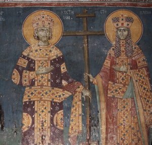 Podwyższenie Krzyża. Święci Konstantyn Wielki i Helena, 1321-1322 autorstwa Unbekannt