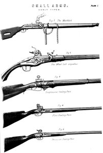 Przykłady różnych mechanizmów odpalania broni, c1880 autorstwa Unbekannt