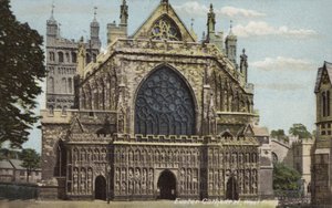 Katedra w Exeter, front zachodni (kolorowe zdjęcie) autorstwa Unbekannt