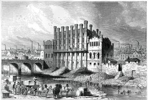 Widok zewnętrzny młyna Castle w Sheffield, 1886 autorstwa Unbekannt