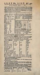 Faksymile najwcześniejszego zachowanego egzemplarza listy Lloyds, c1740, 1928 autorstwa Unbekannt