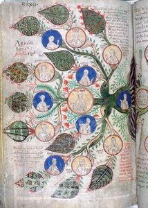 Drzewo genealogiczne, strona z Liber Floridus, XII wiek autorstwa Unbekannt