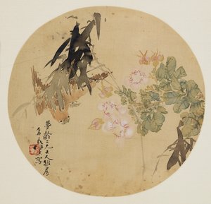 Wachlarz - Kwiat i Ptak, XIX w. 1801-1900 autorstwa Unbekannt