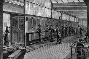 Telefonistki w Centralnej Centralnej Centrali Telefonicznej, Paryż, 1890 autorstwa Unbekannt