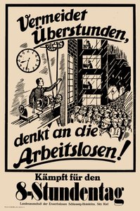 Walka o ośmiogodzinny dzień pracy, ok. godz. 1925. autorstwa Unbekannt