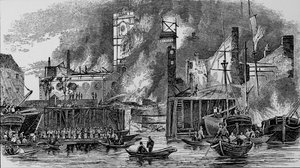Pożar w Toppings Wharf, London Bridge, 1843, c1843, 1912. autorstwa Unbekannt