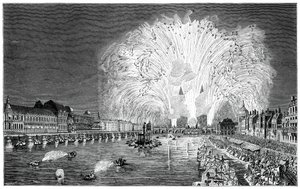 Fajerwerki na moście, Paryż, 1754, 1885 autorstwa Unbekannt