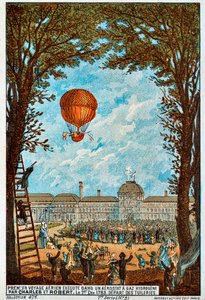 Pierwsza podróż powietrzna Charlesa i Roberta, Paryż, Francja, lata 1783 1890. autorstwa Unbekannt