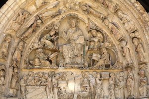 opactwo Fleury bazylika północna brama tympanon : Chrystus w chwale otoczony ewangelistami Saint Benoit sur Loire Francja autorstwa Unbekannt