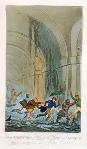 Powódź podczas wykopalisk w tunelu Tamizy, Londyn, 1828 r. autorstwa Unbekannt