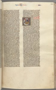 Fol. 123r, Kings III, historyczny inicjał E, sługa sprowadzający Abiszag do Dawida..., ok. 123r. 1275-1300 autorstwa Unbekannt