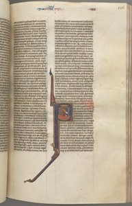 Fol. 136r, Kings IV, inicjał historyczny P, Achazjasz spadający z wieży, ok. 136r. 1275-1300. autorstwa Unbekannt