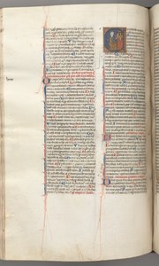 Fol. 227v, Psalm 80, historyczny inicjał E, Dawid uderzający w karylion piekieł, c. 227v, Psalm 80, historyczny inicjał E, 1275-1300. autorstwa Unbekannt