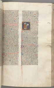 Fol. 230r, Psalm 97, inicjał historyczny C, dwóch kleryków śpiewa na mównicy. , C. 1275-1300. autorstwa Unbekannt