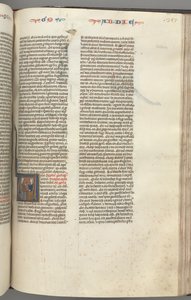 Fol. 357r, Abdiasz, historyczny inicjał V, Abdiasz i dyskutowany Żyd, ok. 357r. 1275-1300. autorstwa Unbekannt